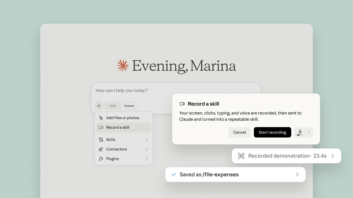 Anthropic's Claude Cowork Lets You Teach AI by Recording Your Screen