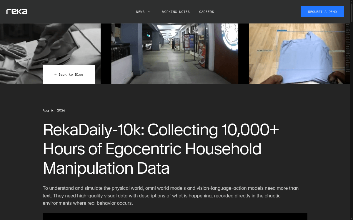 Reka Drops RekaDaily-10k, 10,000 Hours of Real Home Footage for Robot Training